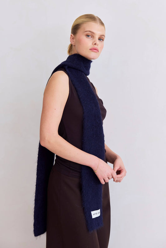 The Alpaca Skinny Scarf - Deep Sea Navy - AW25