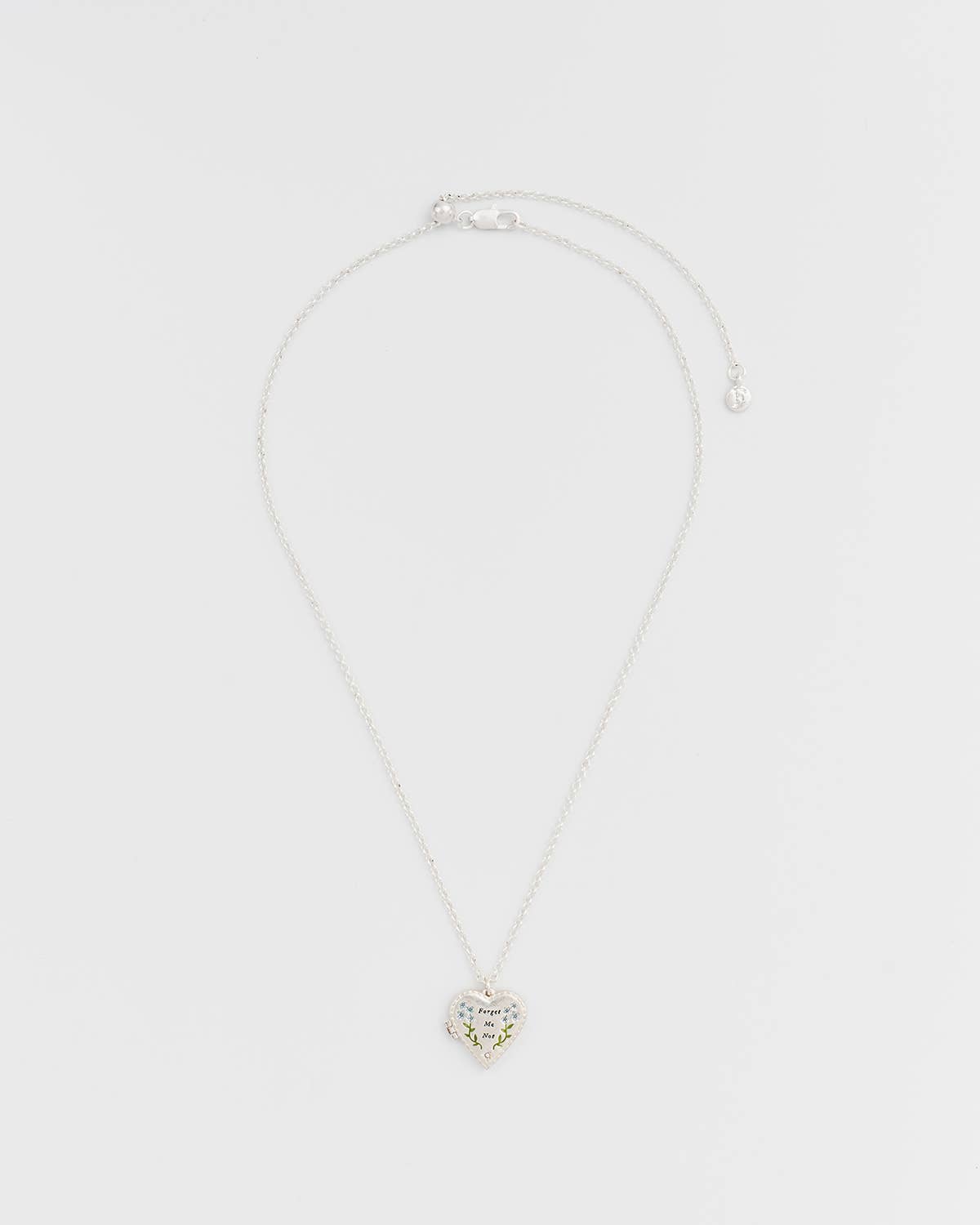 Floral Heart Silver Locket Necklace