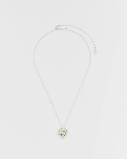 Floral Heart Silver Locket Necklace