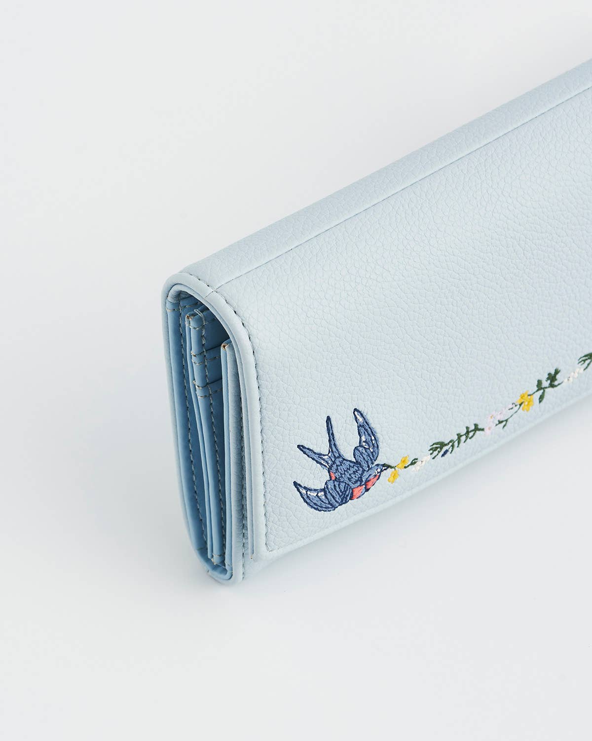 Bird Blue Embroidered Purse