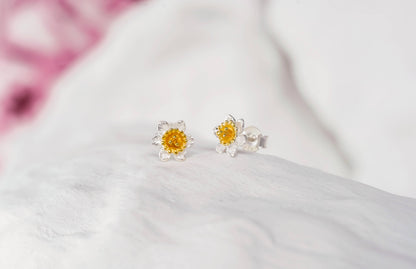 Handmade Sterling Silver Mixed Metal Daffodil Stud Earring