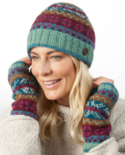 Fair Isle Beanie Pure Wool Hat - Knitted - Fair Trade
