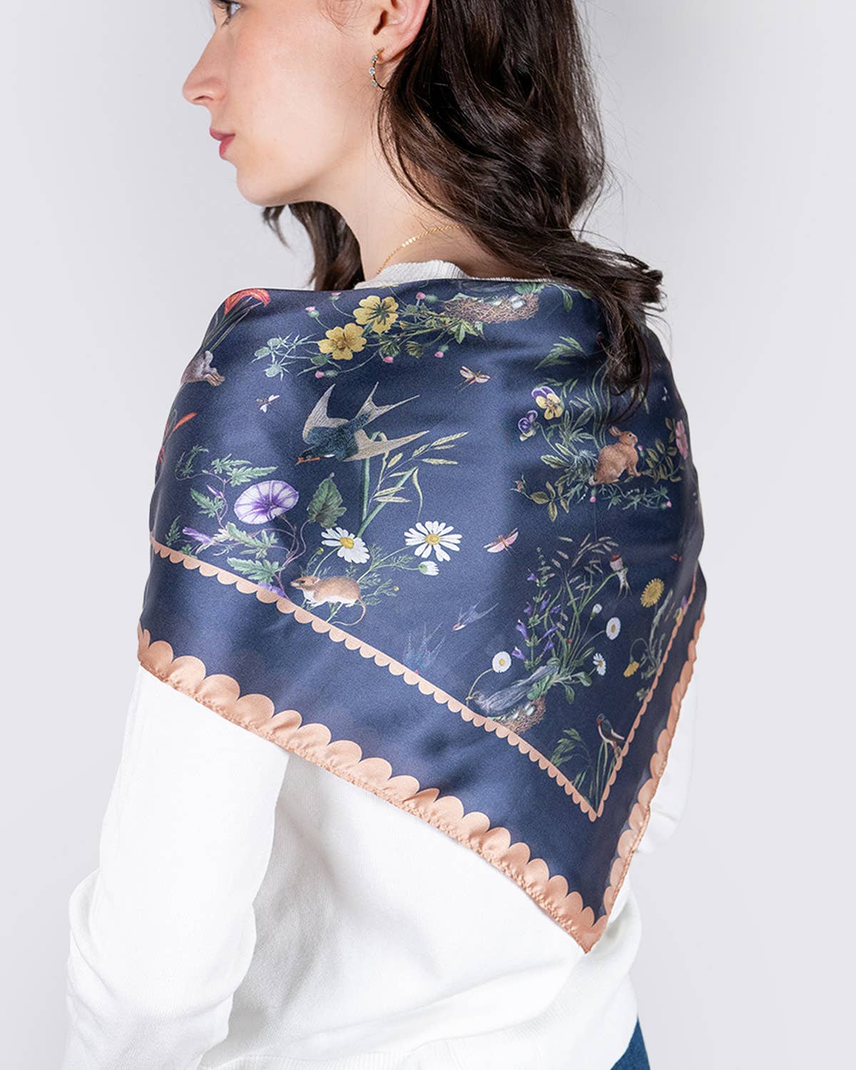 FABLE Navy Running Bunny Toile Square Scarf
