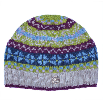 Fair Isle Beanie Pure Wool Hat - Knitted - Fair Trade