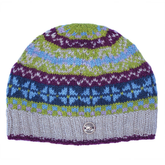 Fair Isle Beanie Pure Wool Hat - Knitted - Fair Trade