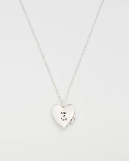 Selene Moon Periwinkle Locket Necklace in Silver