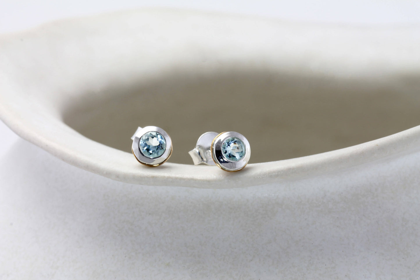 Handmade Sterling Silver Blue Topaz Stud Earrings