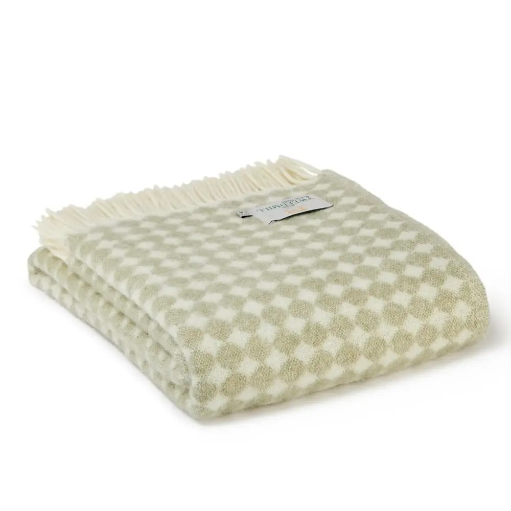 Reversible Jacquard Spot Pure New Wool Blanket Sage