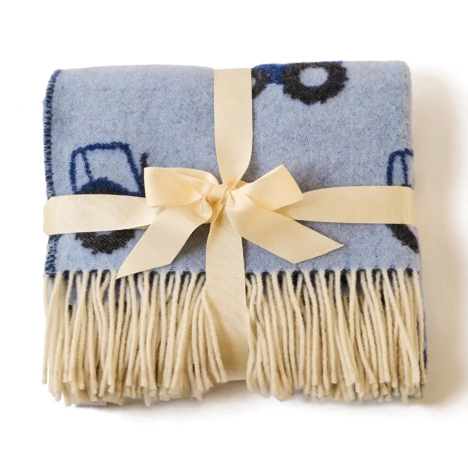 Merino Wool Tractor Baby Blanket