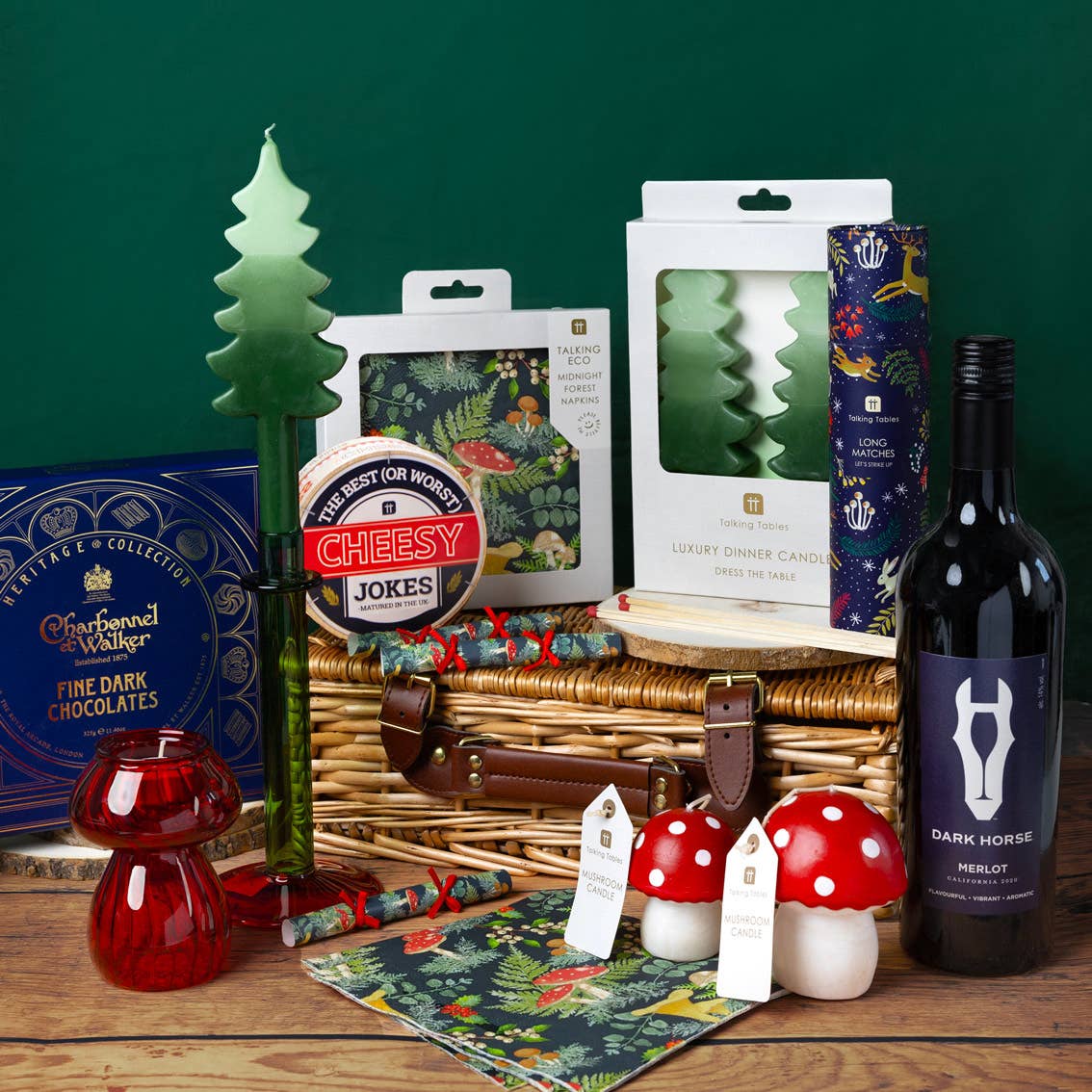 Green Christmas Tree Dinner Candles | 2 Pack | Table Décor |