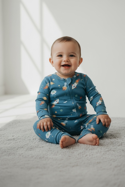 In The Stars Print Zip Romper