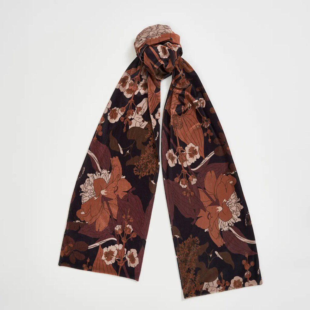 Fable Deco Blooms Black Velvet Scarf