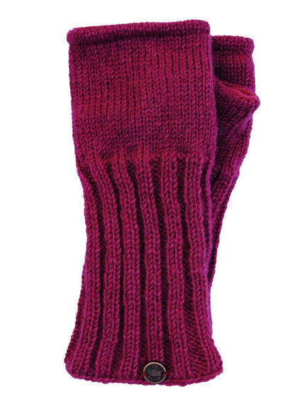 Plain Rib Wristwarmers - Knitted Pure Wool - Fair Trade Red