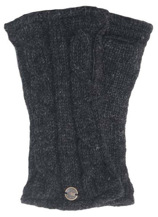 Cable Wristwarmers - Knitted Pure Wool - Fair Trade brown