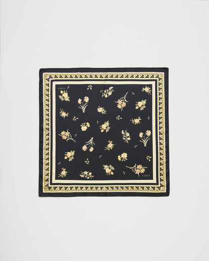 Black Nouveau Floral Small Square Scarf