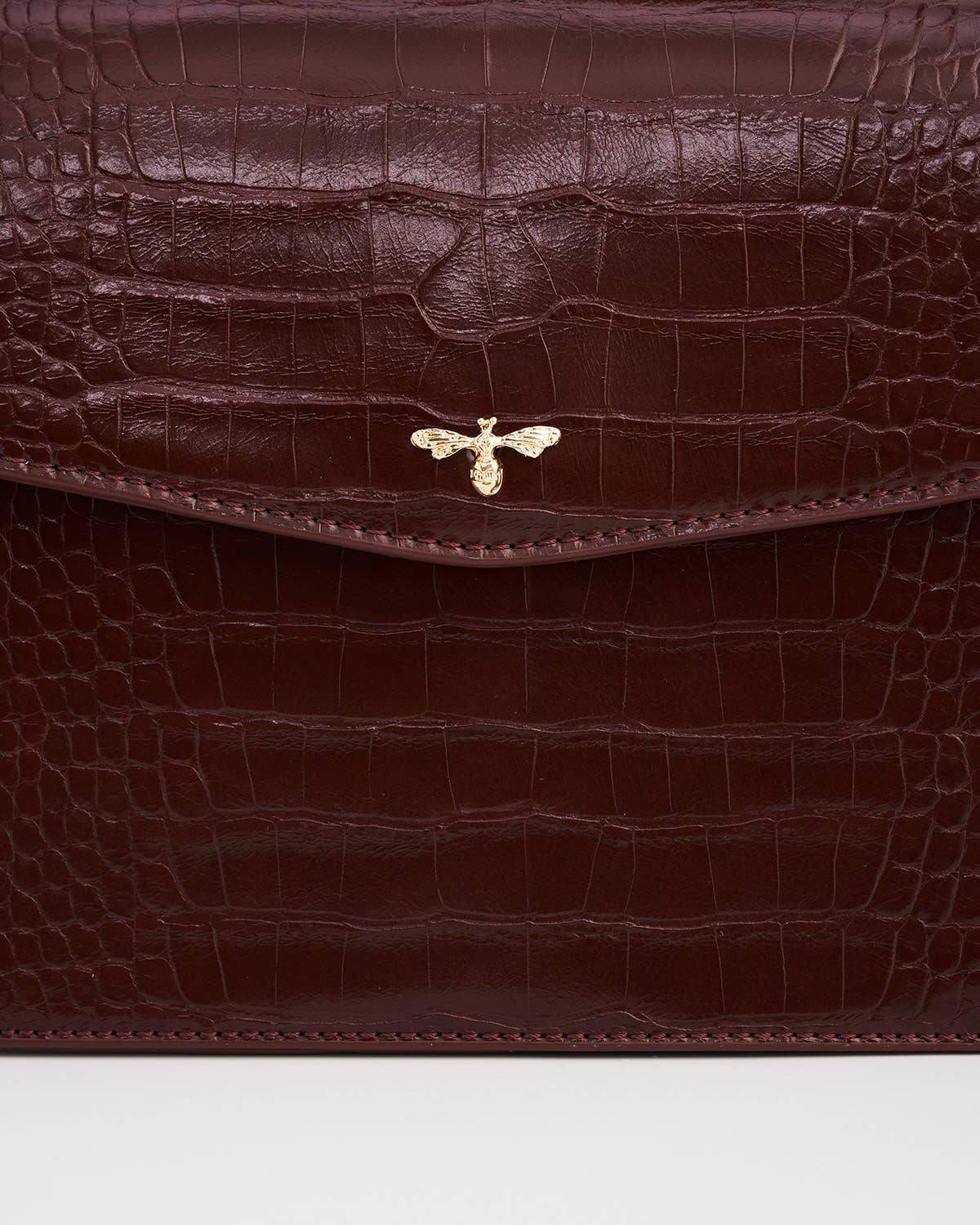 Eliza Small Top Handle Bag in Burgundy Croc