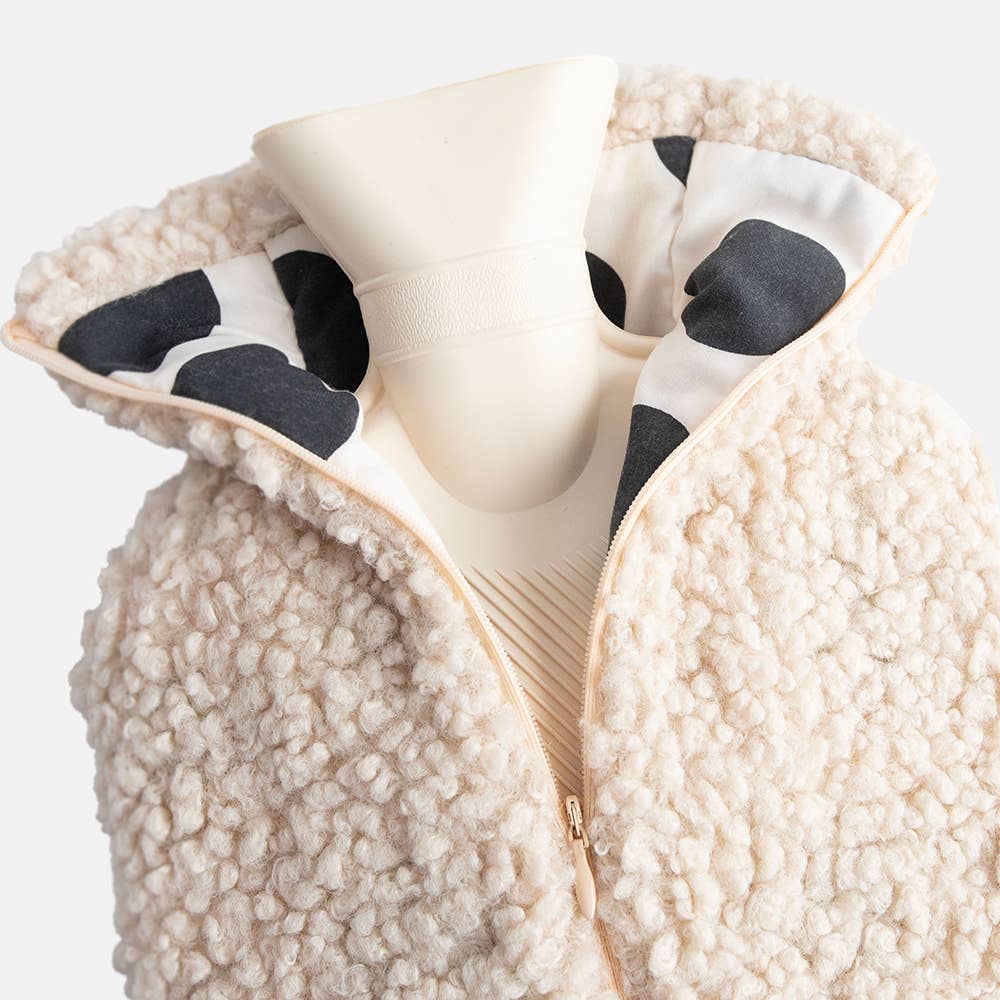 Oat/Charcoal Heart Borg Hot Water bottle