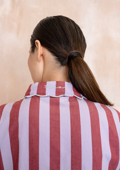 Cotton Pyjamas in Lilac Stripe