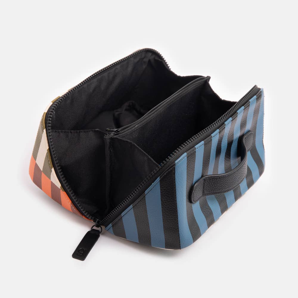 Stripe Diagonal Zip Large Washbag