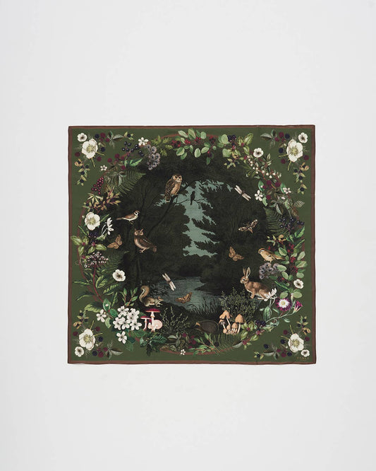 Orla Narrative Medium Square Scarf in Khaki