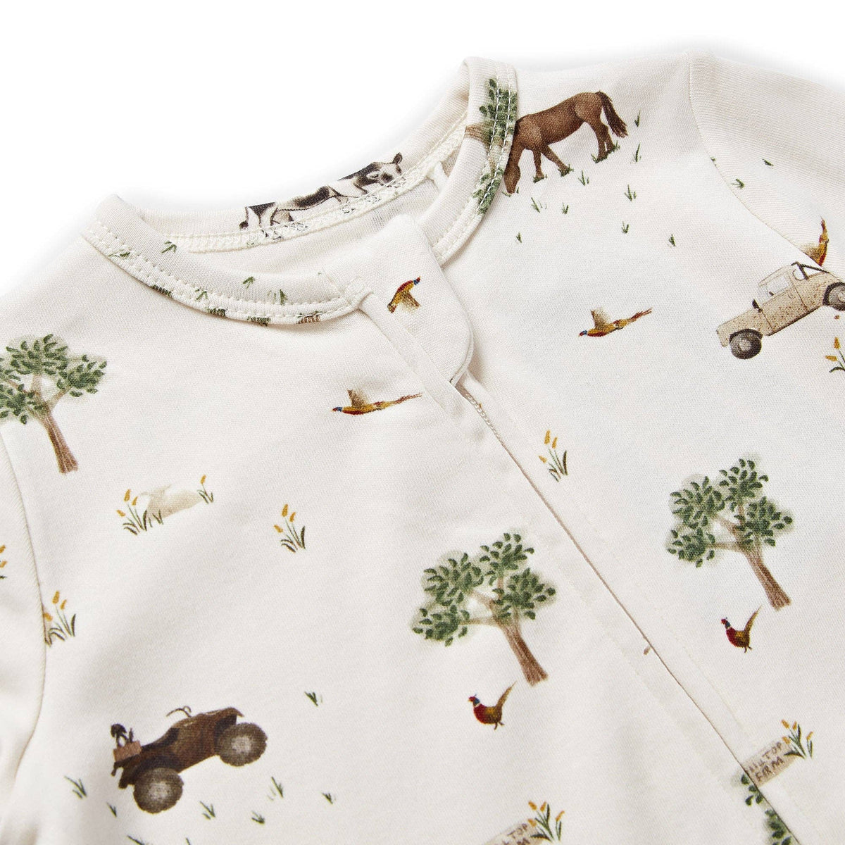 On The Farm Print Zip Sleep-suit