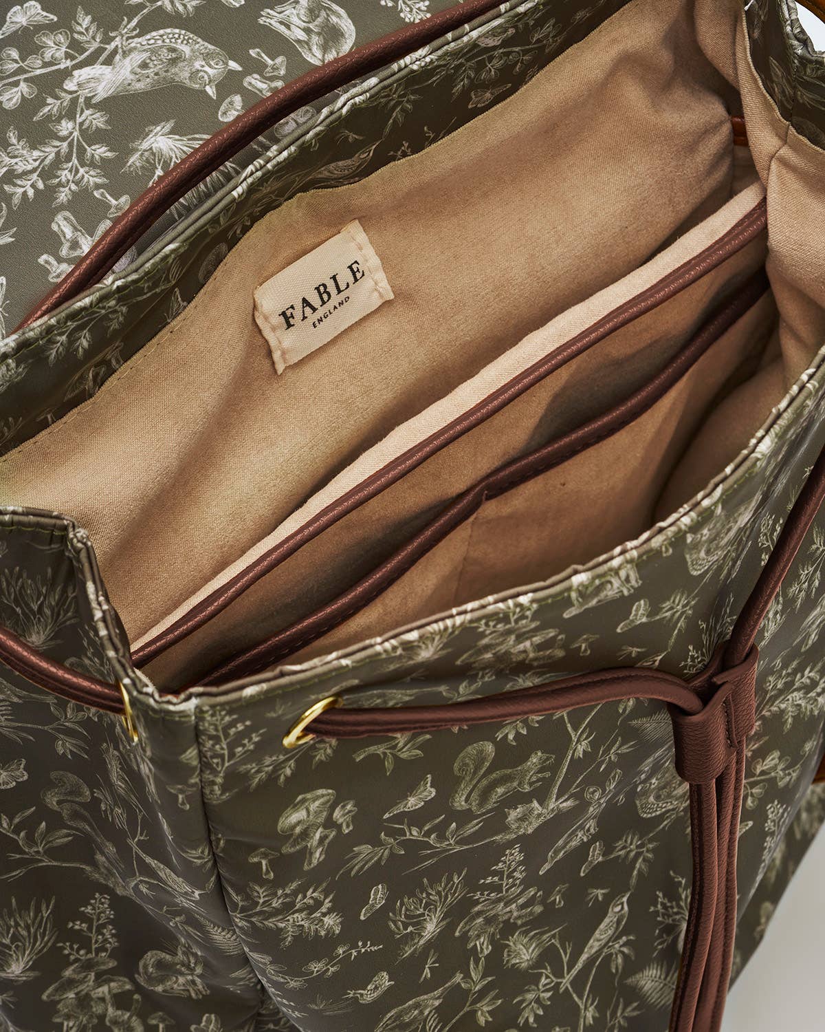 Flora Orla Scene Print Backpack in Khaki