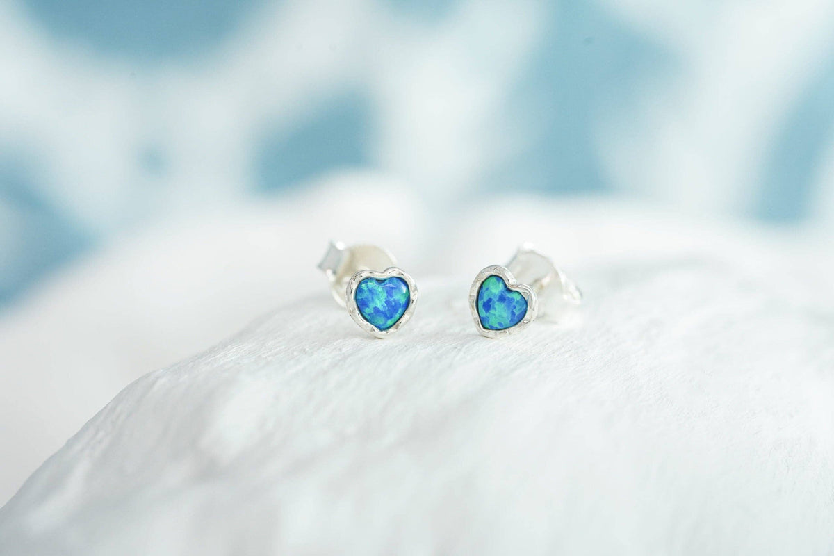 Opalite Heart Stud Earrings