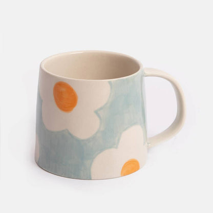 Light Blue/Orange Flower Large Mug