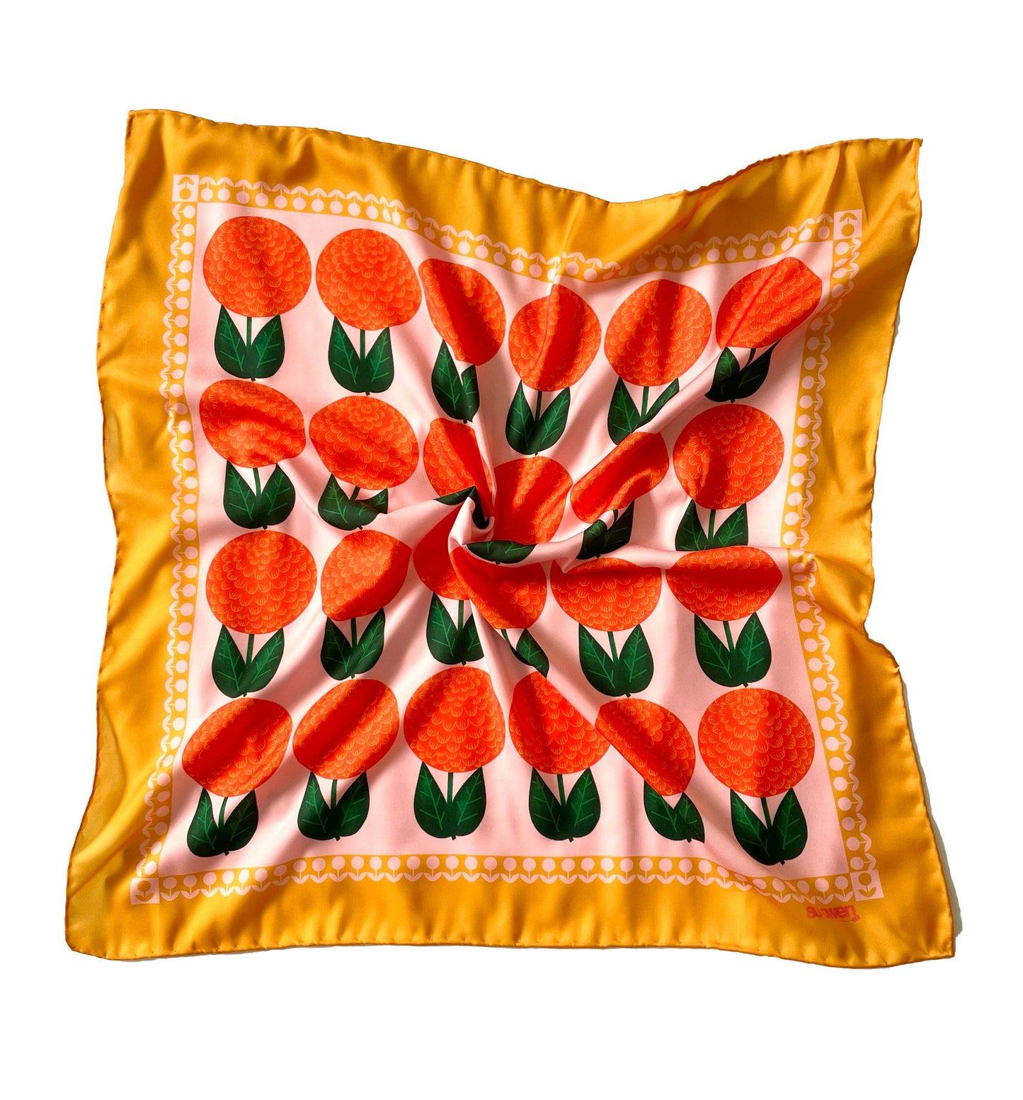 Orange Dahlia Eco Floral Scarf / Headscarf