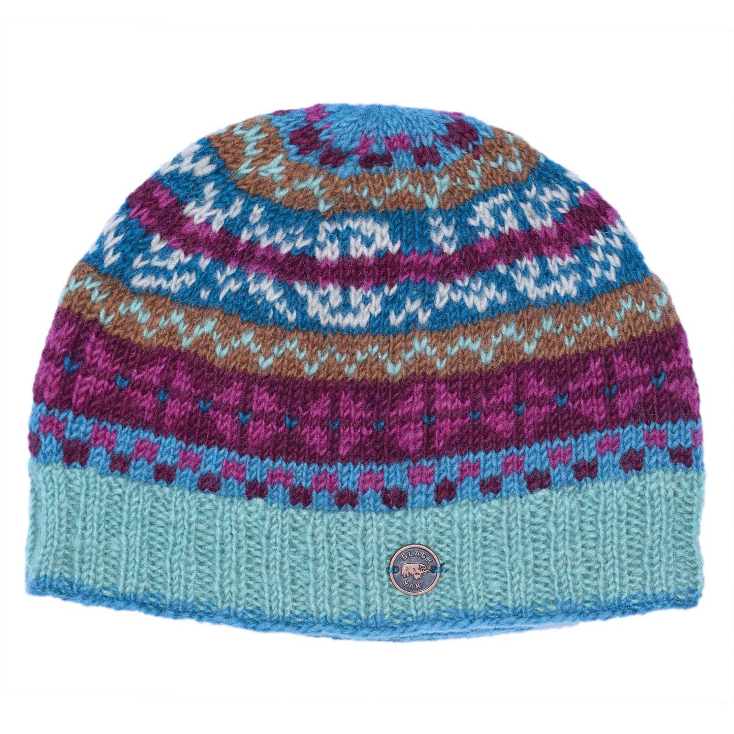 Fair Isle Beanie Pure Wool Hat - Knitted - Fair Trade
