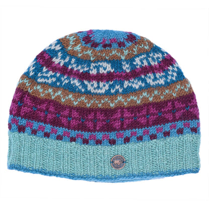 Fair Isle Beanie Pure Wool Hat - Knitted - Fair Trade
