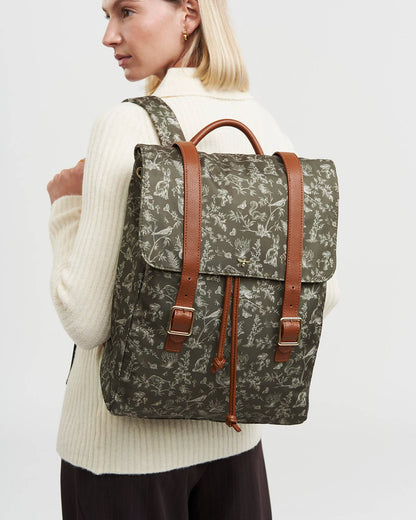 Flora Orla Scene Print Backpack in Khaki