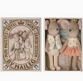 ROYAL TWINS MICE LITTLE SISTER AND BROTHER IN MATCHBOX