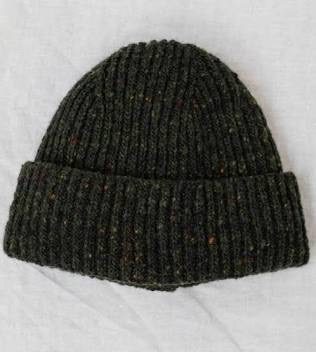 Donegal Merino Wool Beanie Hat in Forest Green