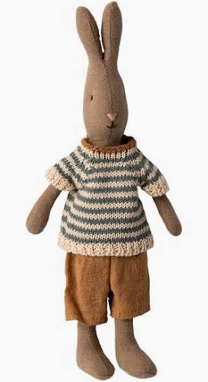 Maileg Rabbit Size 1, Brown - Knitted Shirt and Shorts